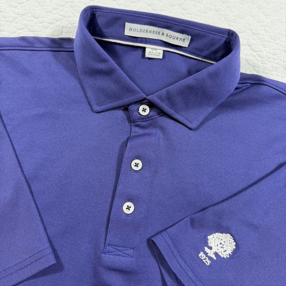 Holderness Bourne Mens XXL The Macdonald Purple Golf Polo Shirt 1925 Logo
